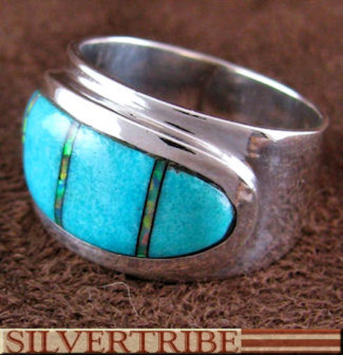 Opal Turquoise Inlay Ring Size 8-1/4 Jewelry GS56214
